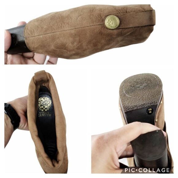 Vince Camuto Distressed Leather CoCo Fold-Over Cuffed Top Clog Booties Size 10 - Picture 9 of 11